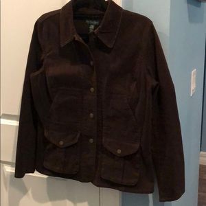 Brown cotton jacket with soft corduroy collar